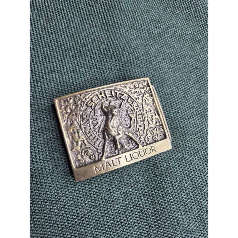 Vintage Schlitz Malt Liquor Metal Belt Buckle by Lewis Buckles